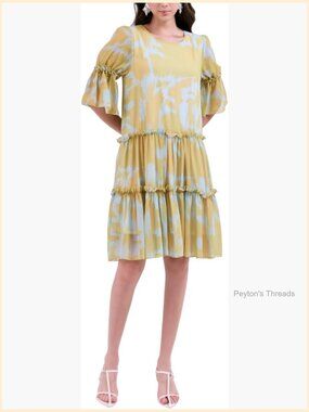 Printed Woven Loose Dress Casual Spring Summer Round Neck Hand Wash